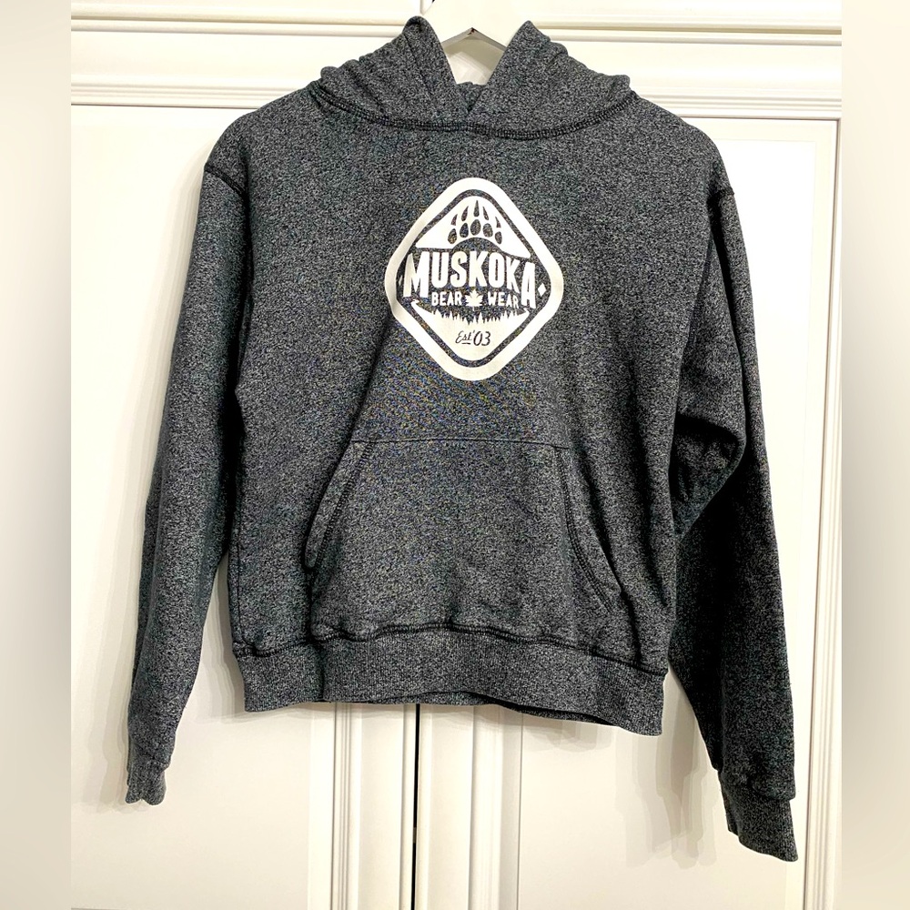 Muskoka Kids “Muskoka Bear Wear” Size XL Grey and Black Pullover Hoodie
